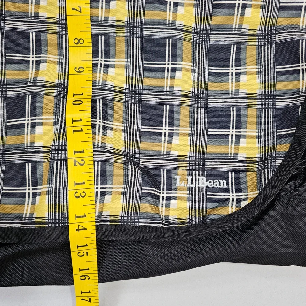 LL Bean Messenger Bag Large Yellow Plaid Crossbody Laptop Satchel Utility